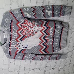 Game of thrones winter is here ghost wolf holiday sweater